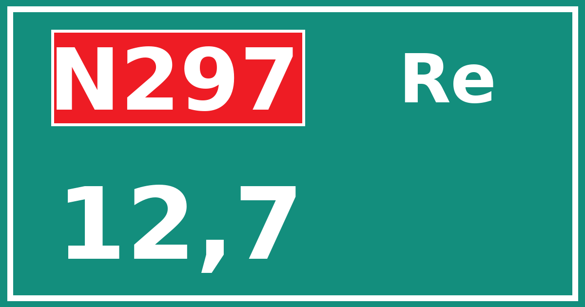 Hectometerbord N297 12,7 zijde Re