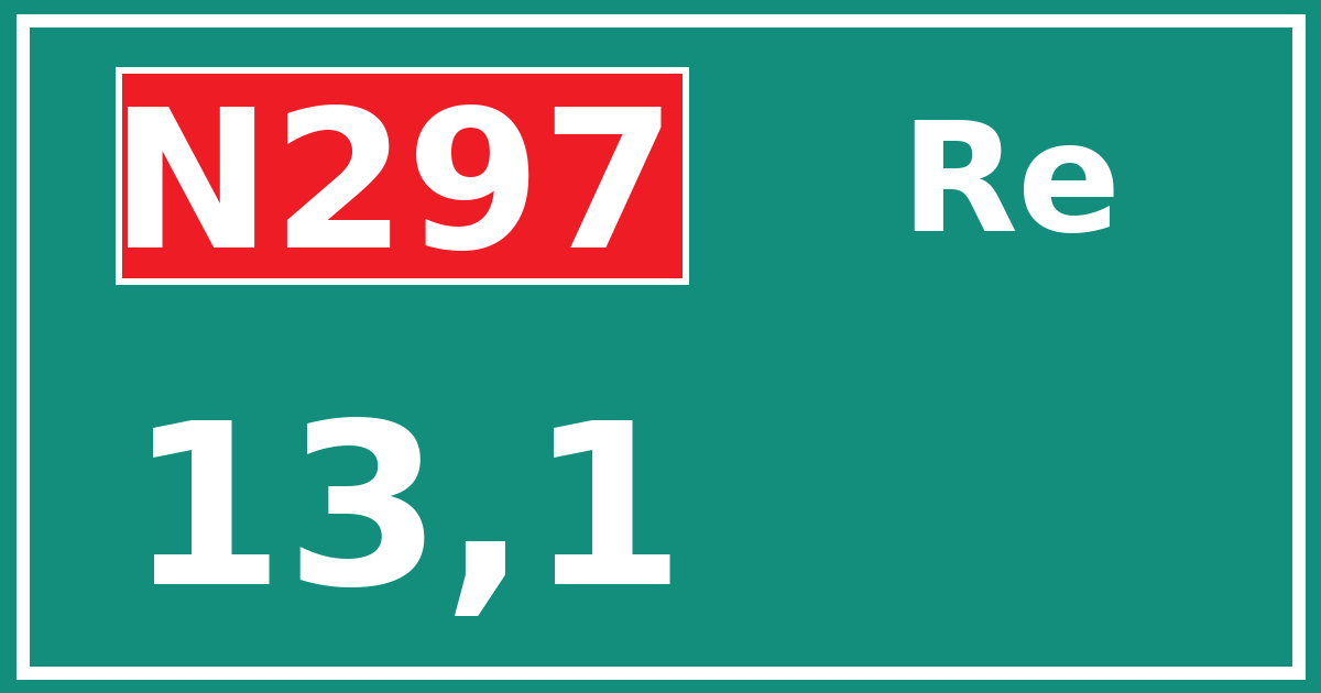 Hectometerbord N297 13,1 zijde Re