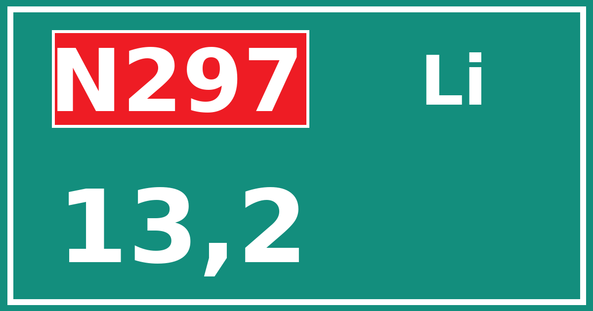 Hectometerbord N297 13,2 zijde Li