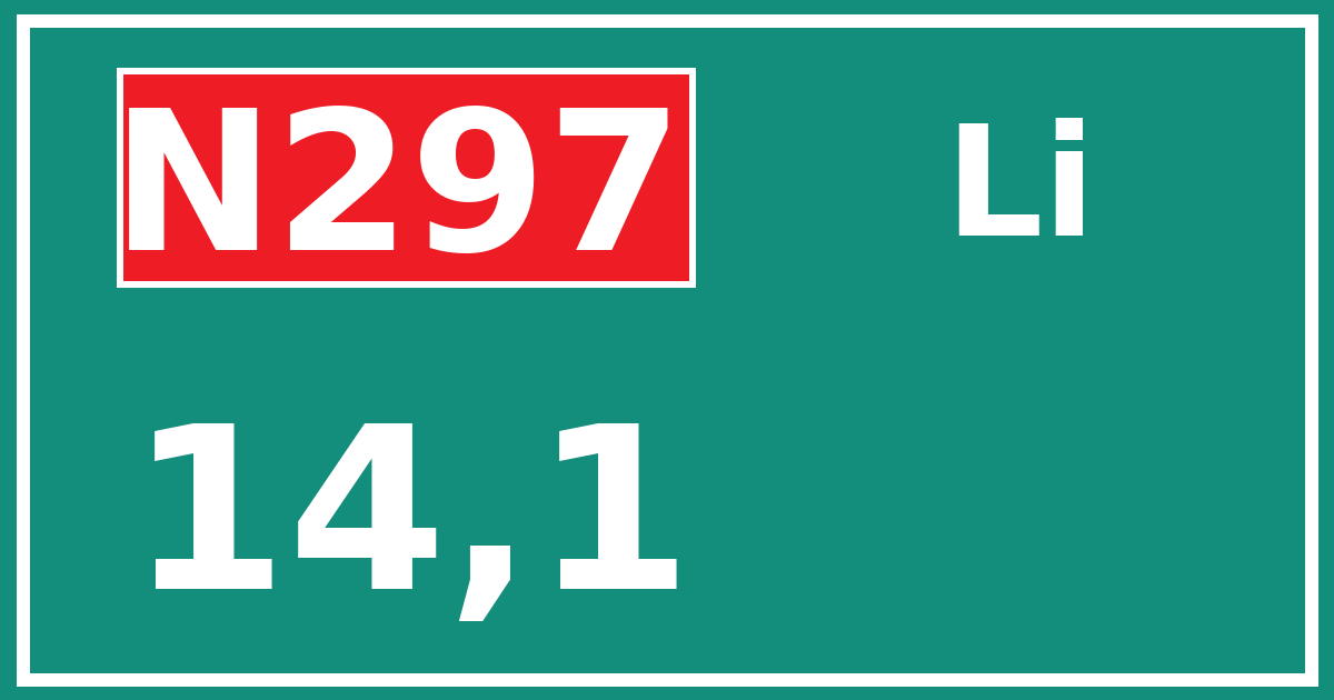 Hectometerbord N297 14,1 zijde Li