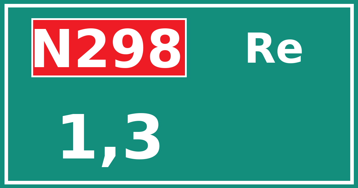 Hectometerbord N298 1,3 zijde Re