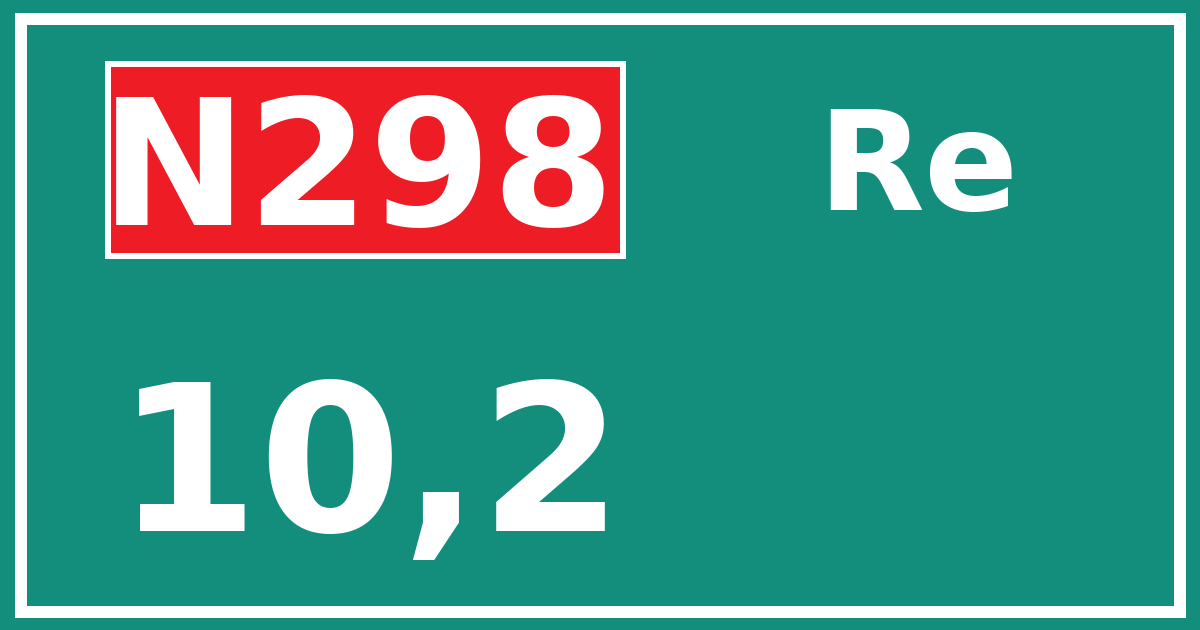 Hectometerbord N298 10,2 zijde Re