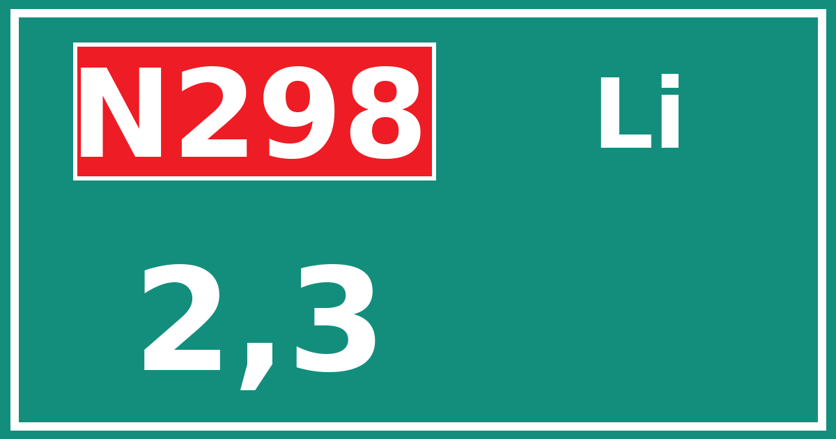 Hectometerbord N298 2,3 zijde Li
