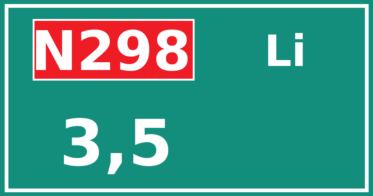 Hectometerbord N298 3,5 zijde Li