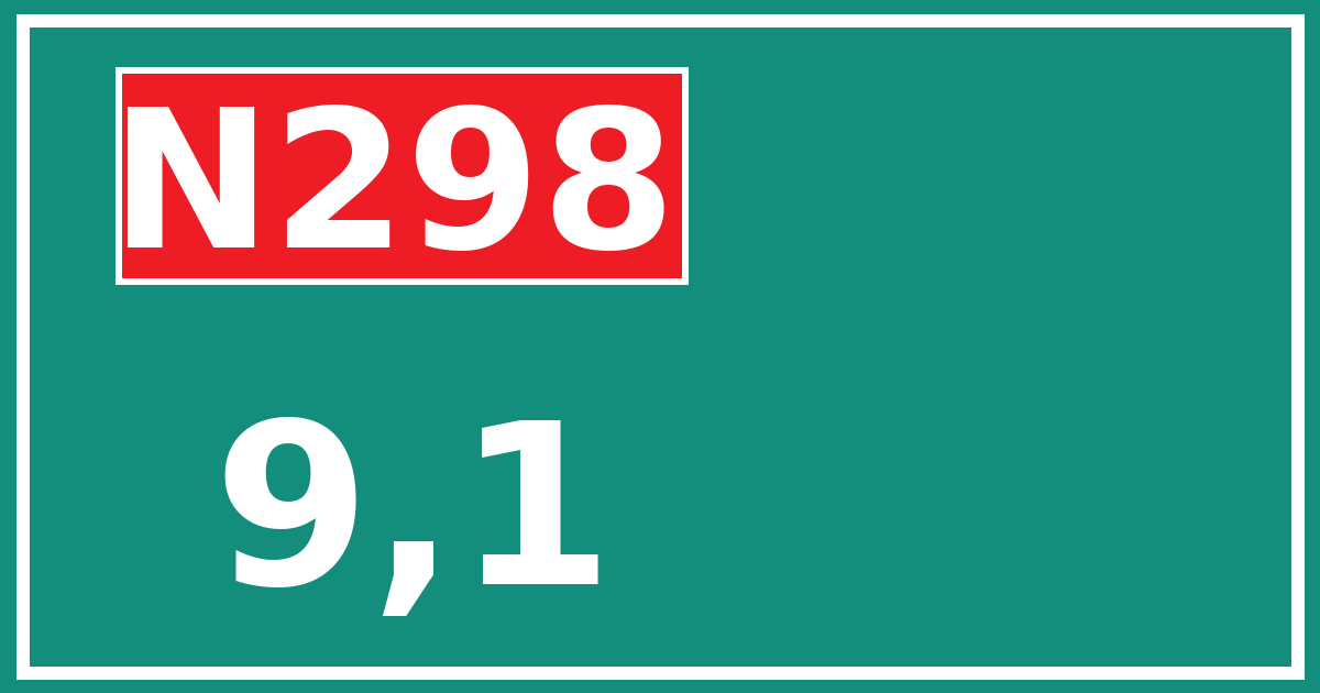 Hectometerbord N298 9,1