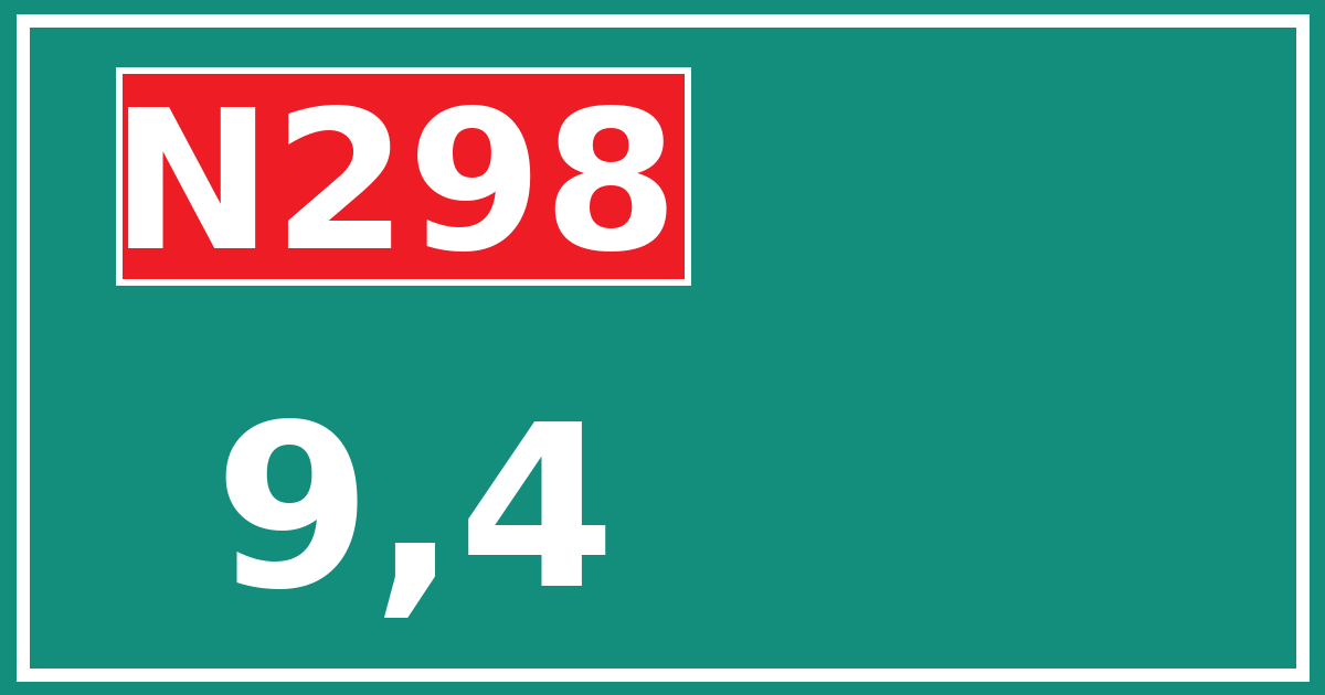Hectometerbord N298 9,4