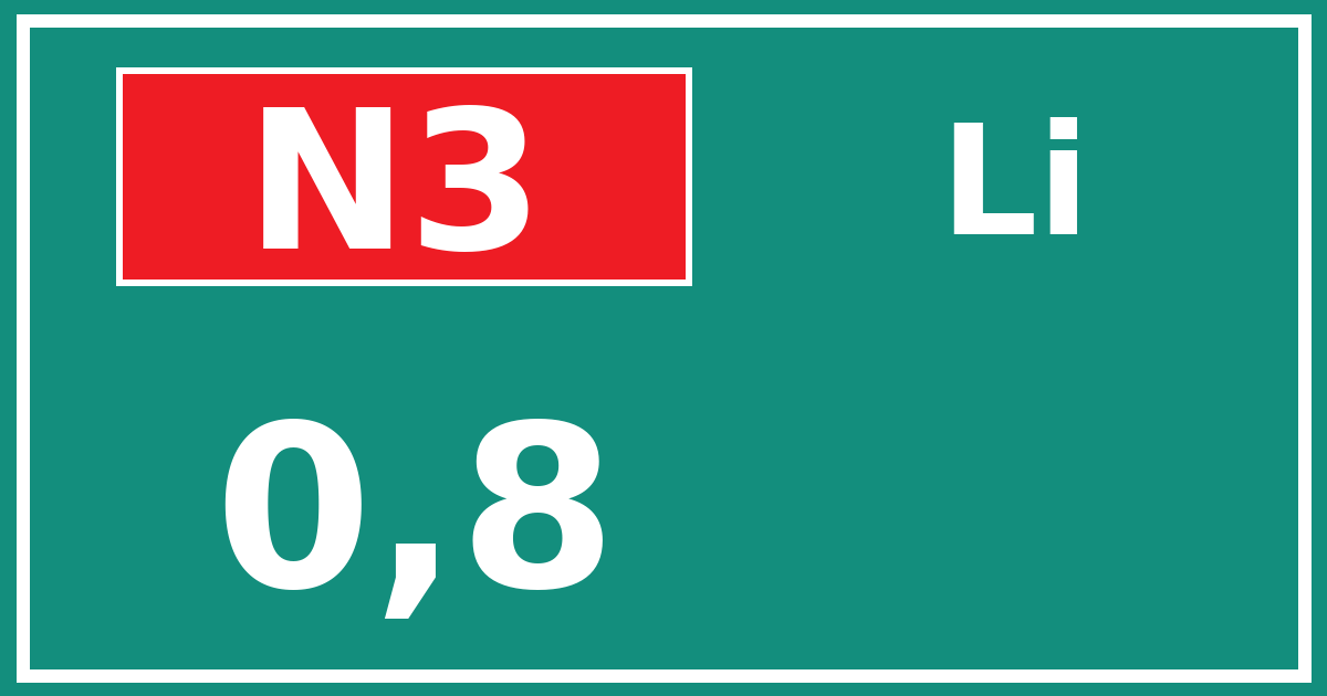 Hectometerbord N3 0,8 zijde Li