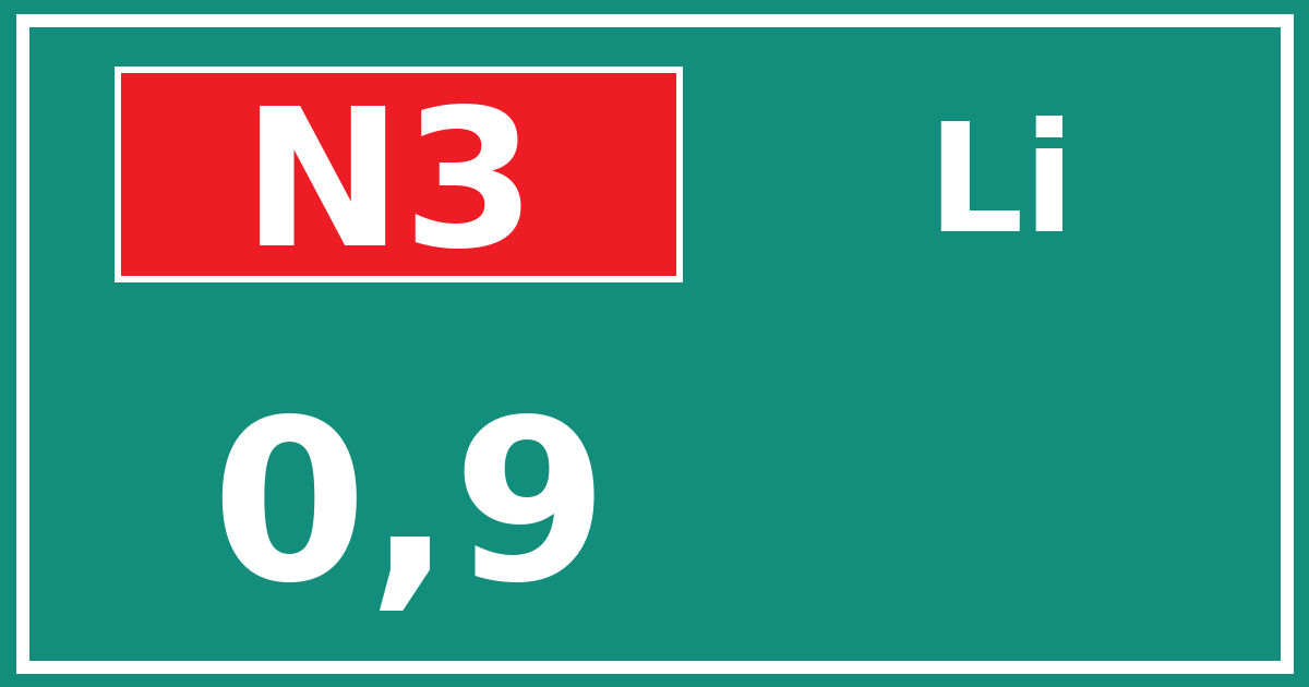 Hectometerbord N3 0,9 zijde Li