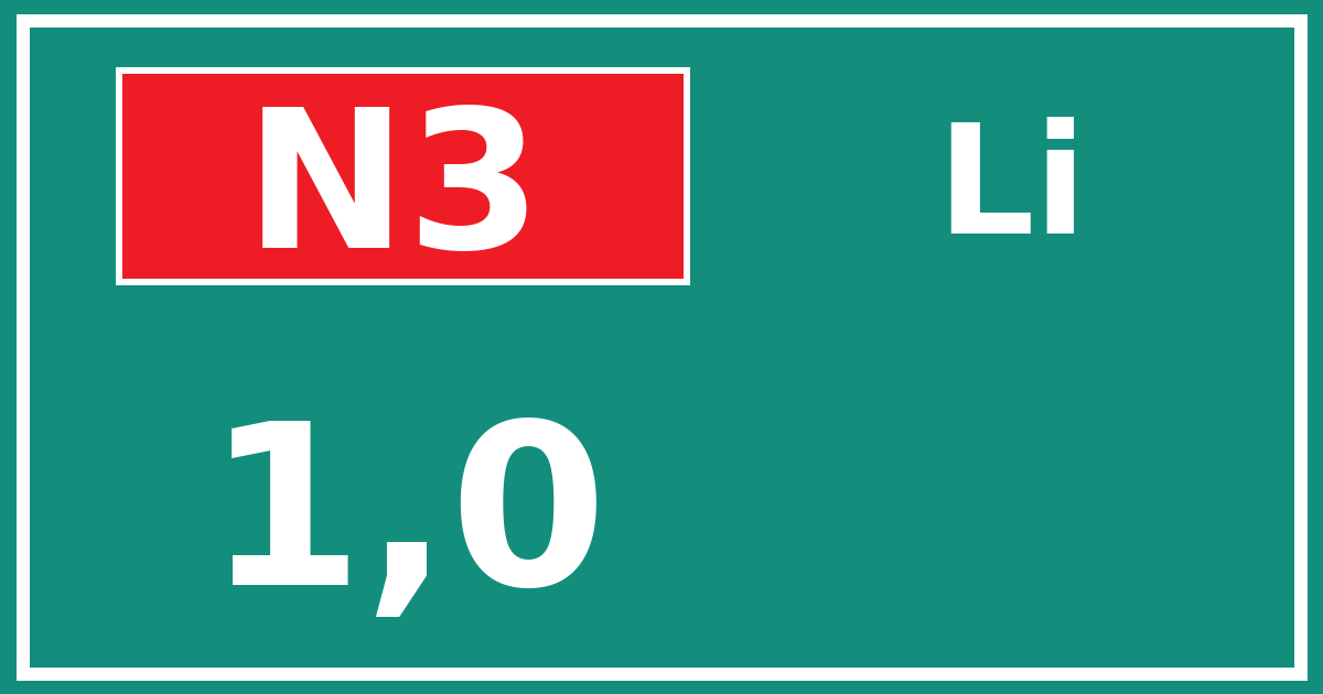 Hectometerbord N3 1,0 zijde Li