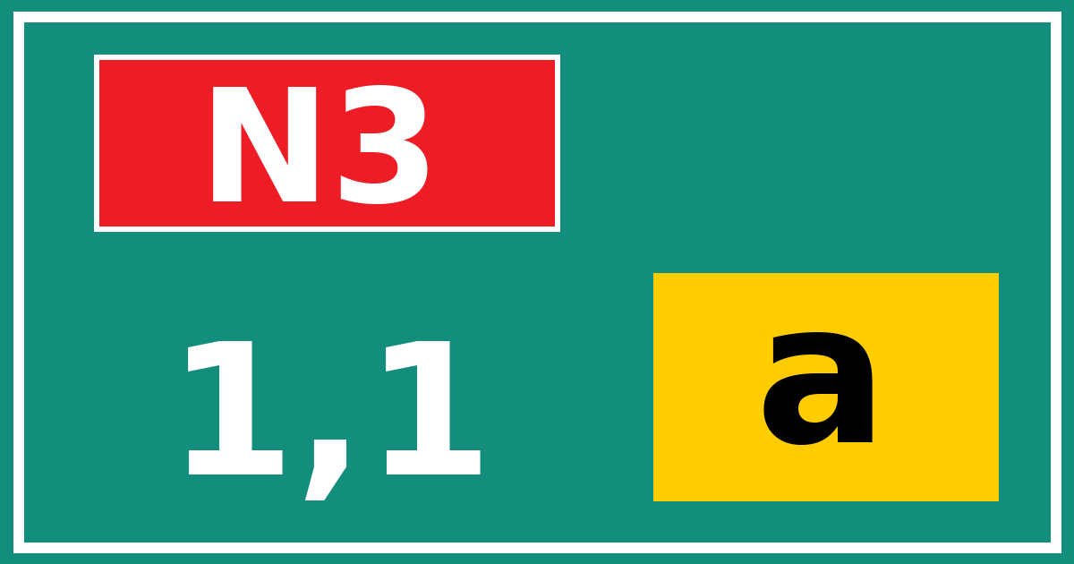 Hectometerbord N3 1,1 letter a