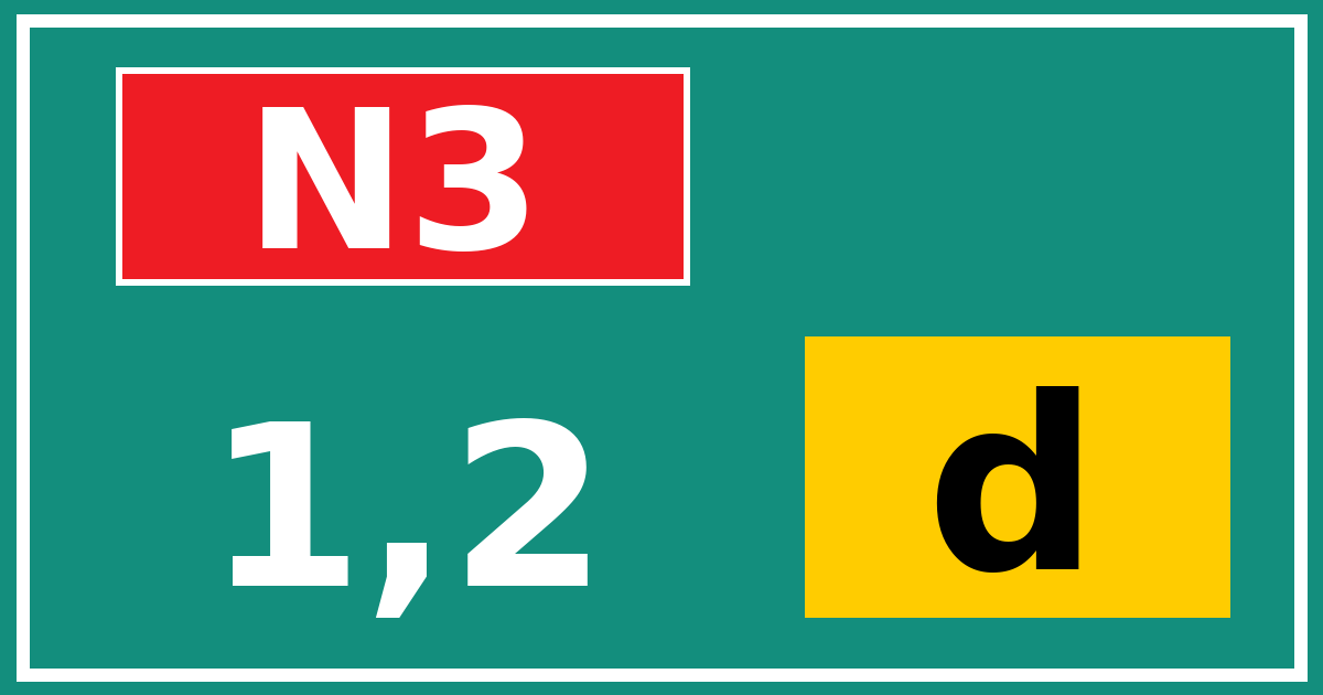 Hectometerbord N3 1,2 letter d