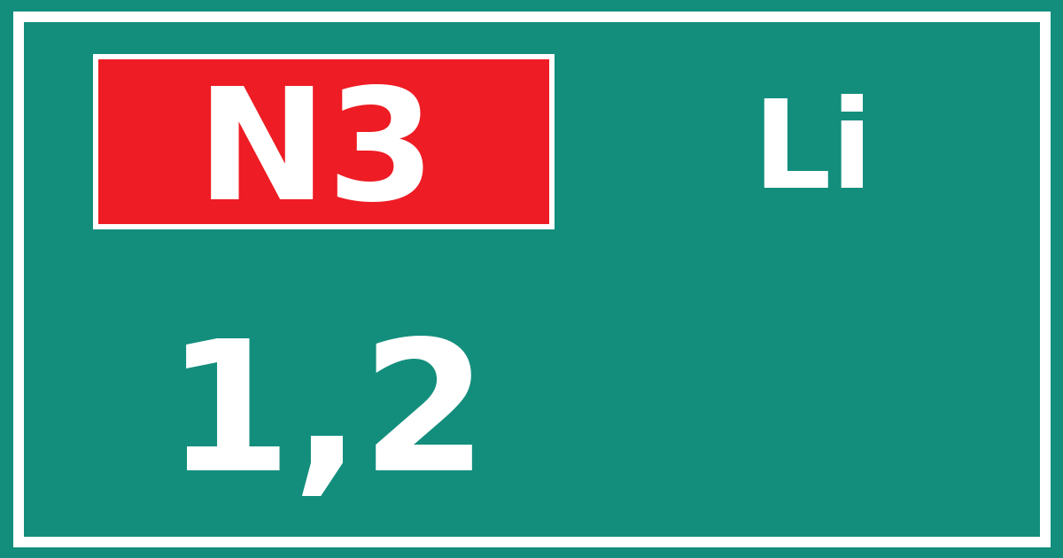 Hectometerbord N3 1,2 zijde Li