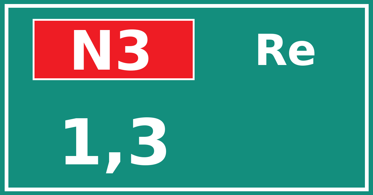 Hectometerbord N3 1,3 zijde Re