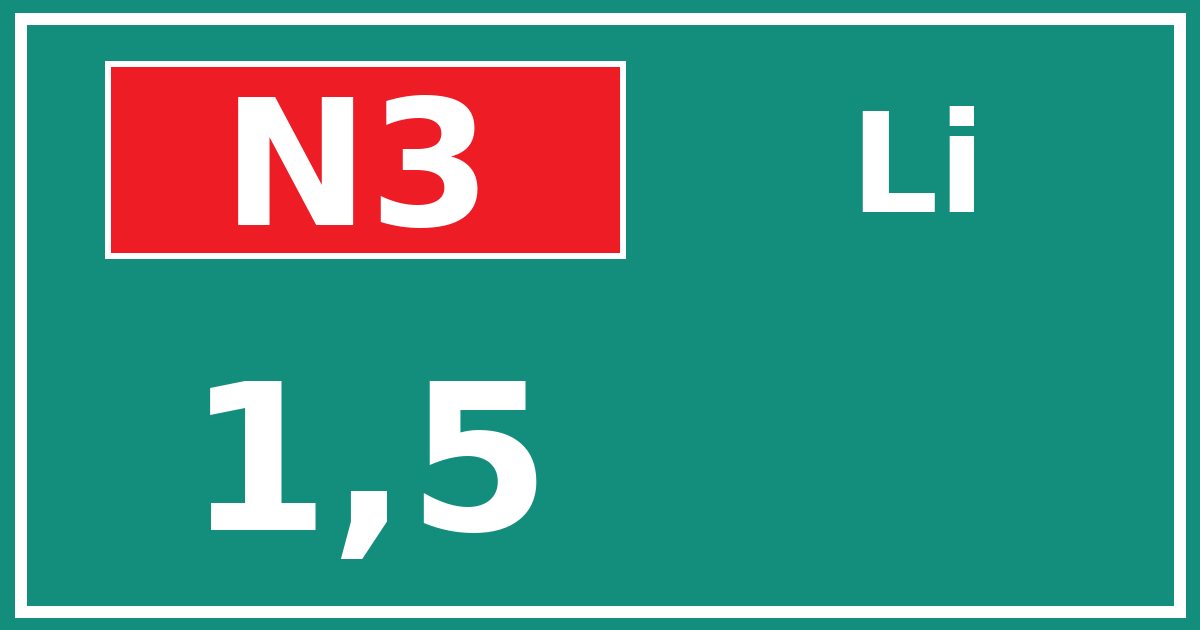 Hectometerbord N3 1,5 zijde Li