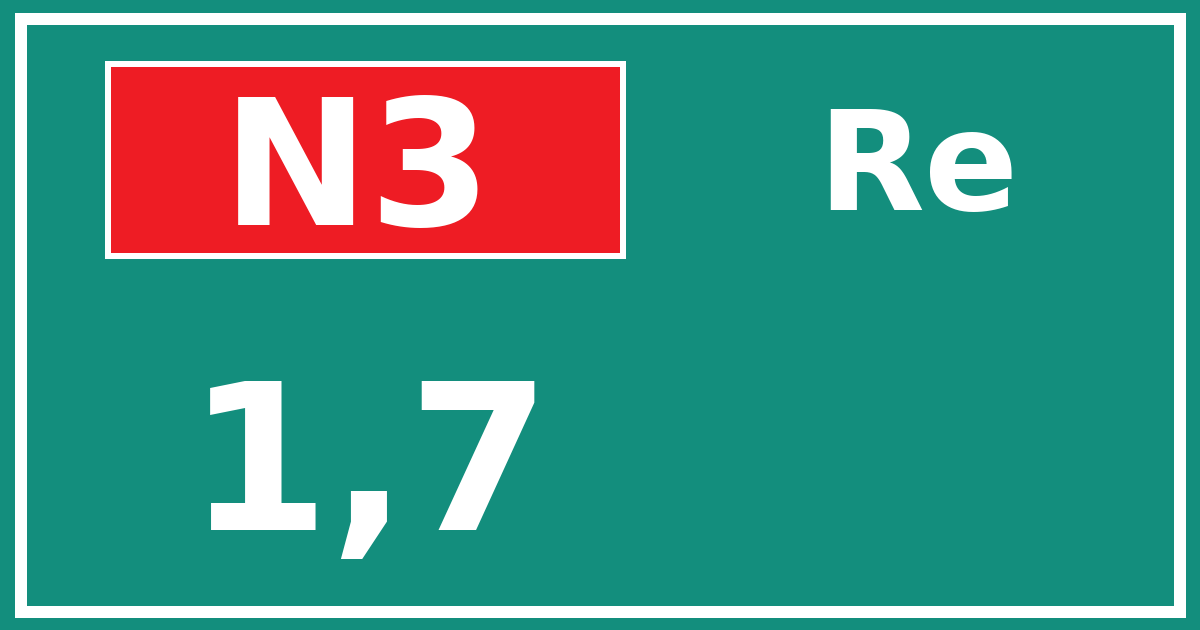 Hectometerbord N3 1,7 zijde Re