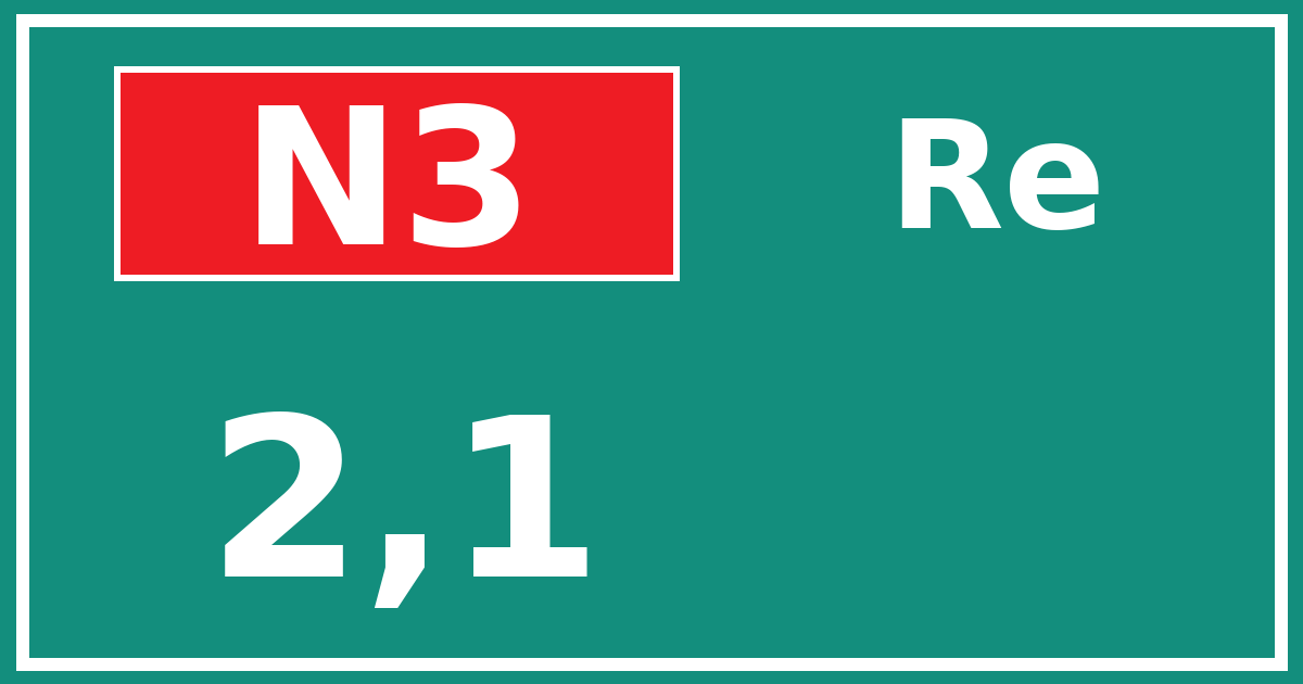 Hectometerbord N3 2,1 zijde Re