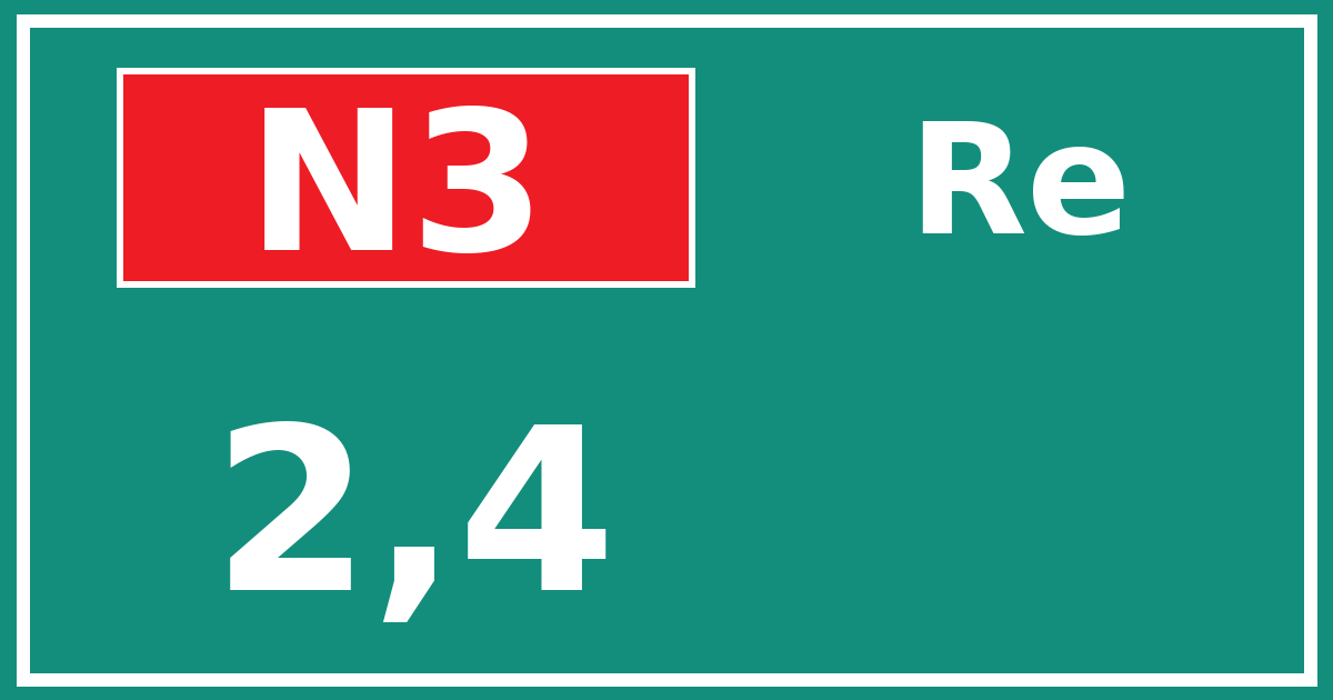 Hectometerbord N3 2,4 zijde Re