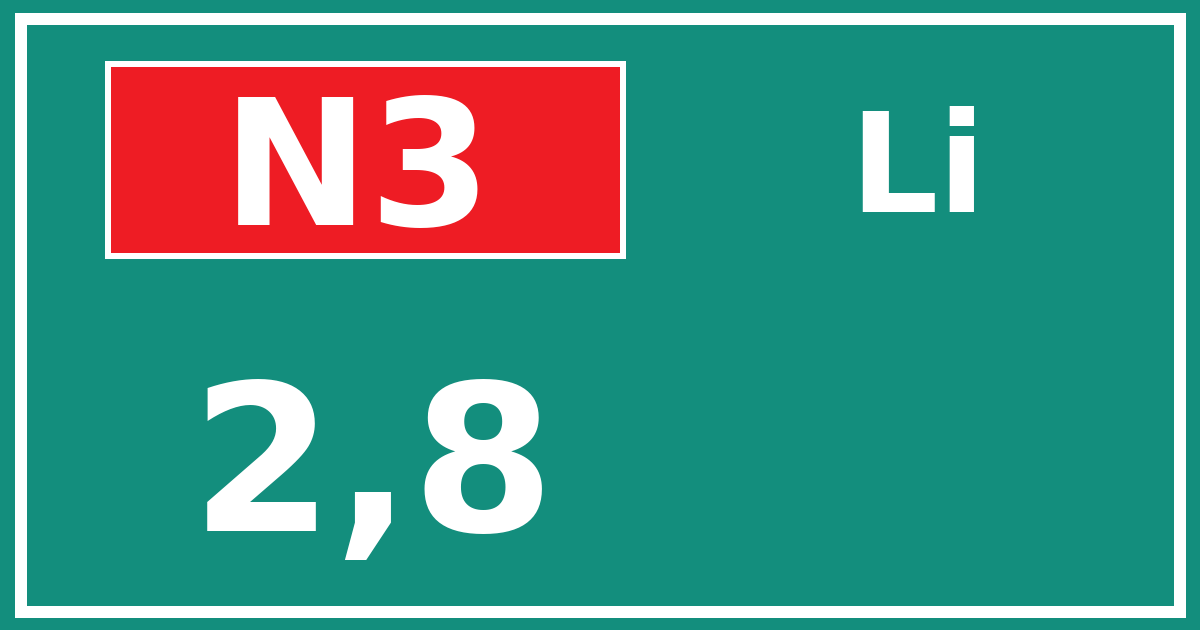 Hectometerbord N3 2,8 zijde Li