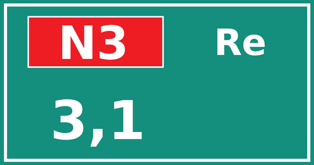 Hectometerbord N3 3,1 zijde Re