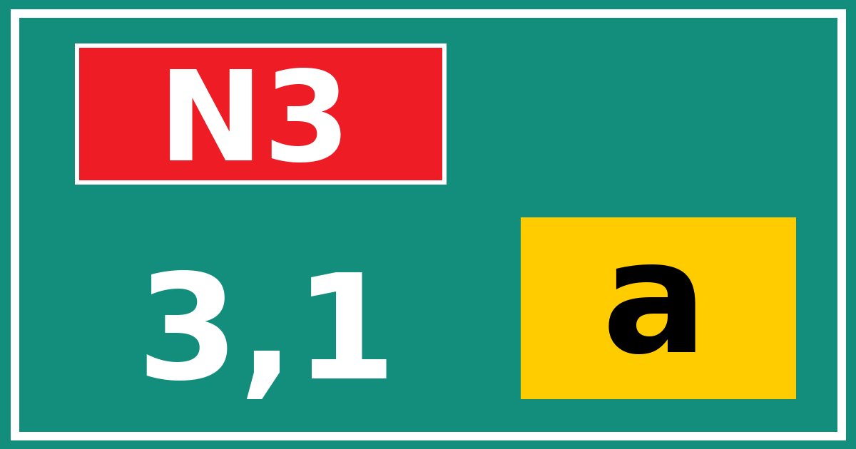 Hectometerbord N3 3,1 letter a