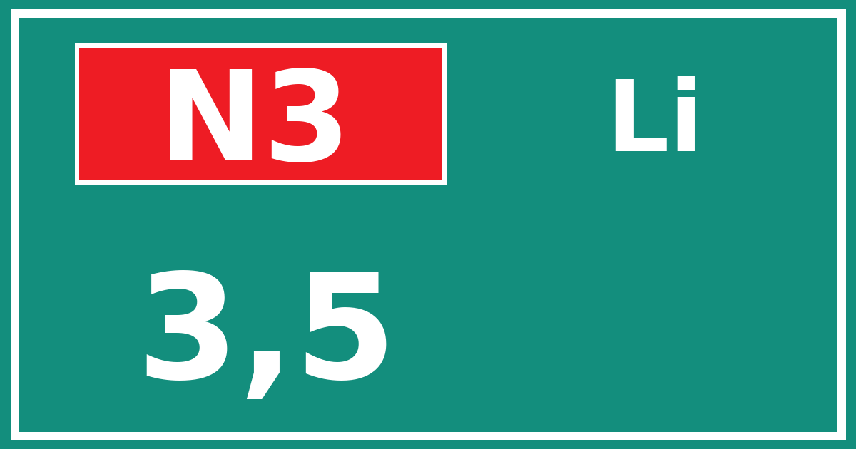 Hectometerbord N3 3,5 zijde Li