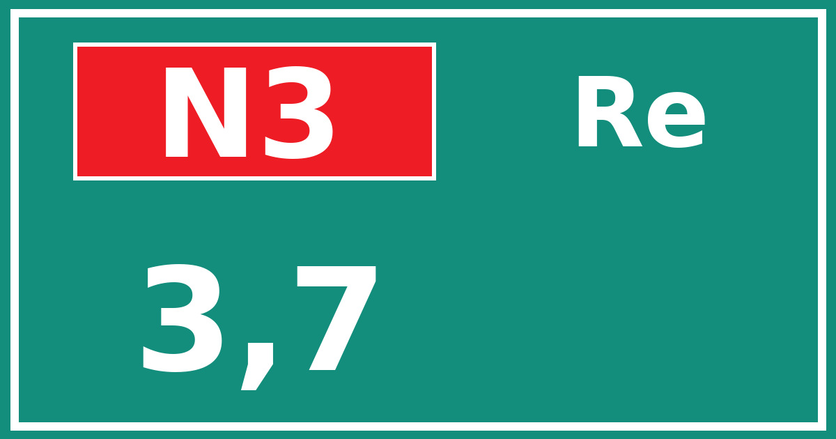 Hectometerbord N3 3,7 zijde Re