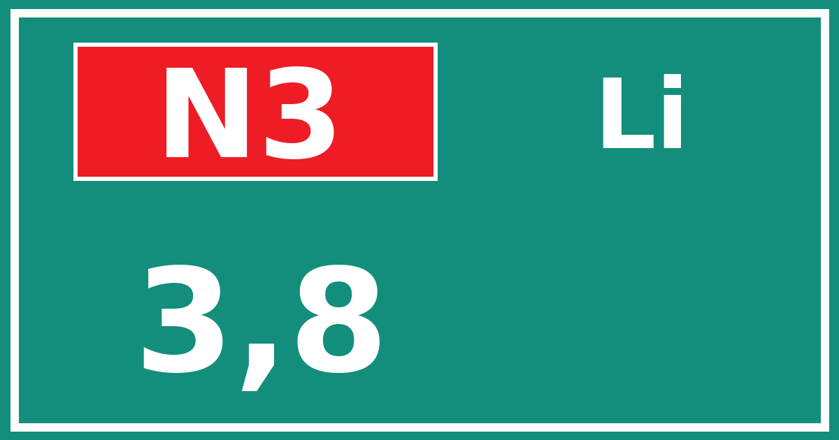 Hectometerbord N3 3,8 zijde Li