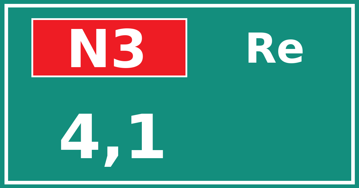Hectometerbord N3 4,1 zijde Re
