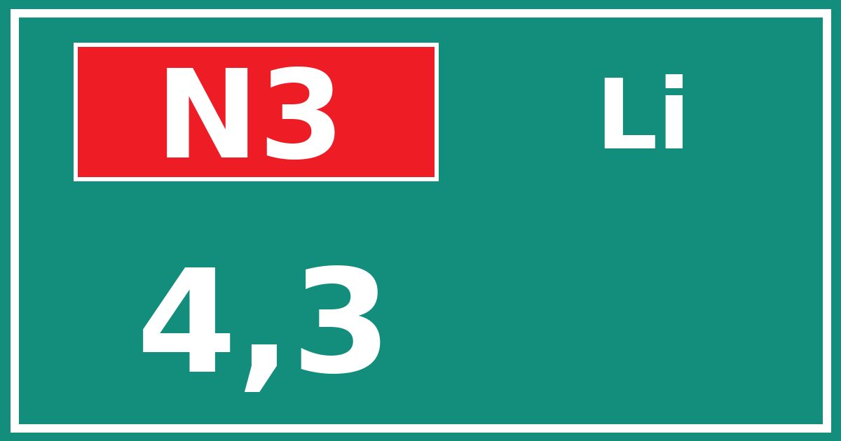 Hectometerbord N3 4,3 zijde Li