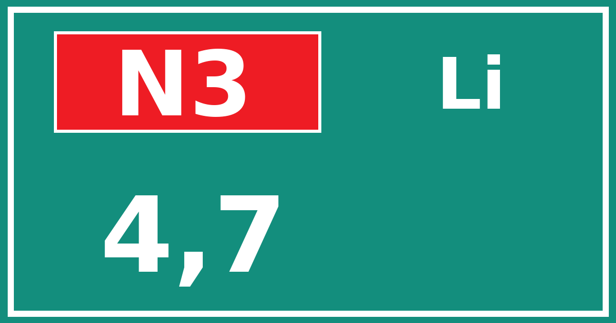 Hectometerbord N3 4,7 zijde Li