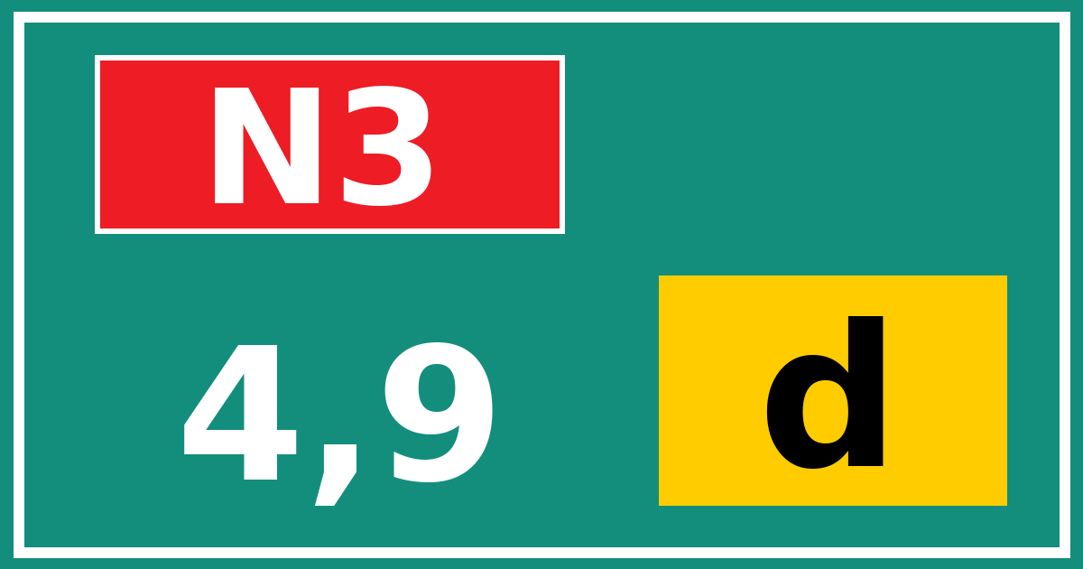 Hectometerbord N3 4,9 letter d