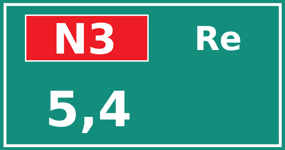 Hectometerbord N3 5,4 zijde Re