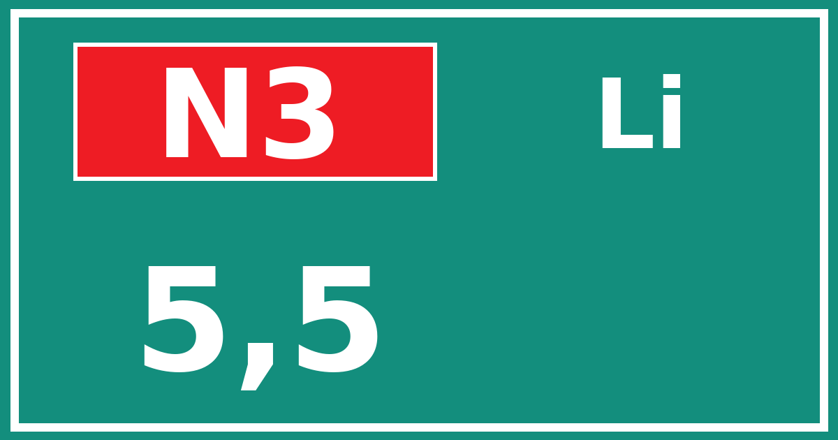 Hectometerbord N3 5,5 zijde Li
