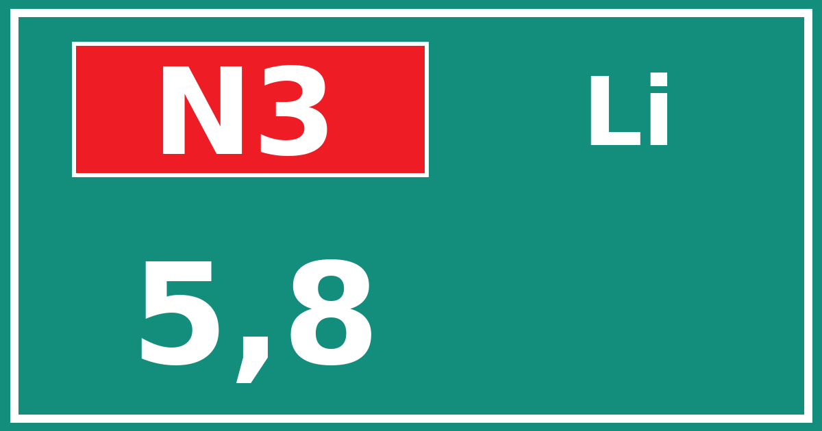 Hectometerbord N3 5,8 zijde Li