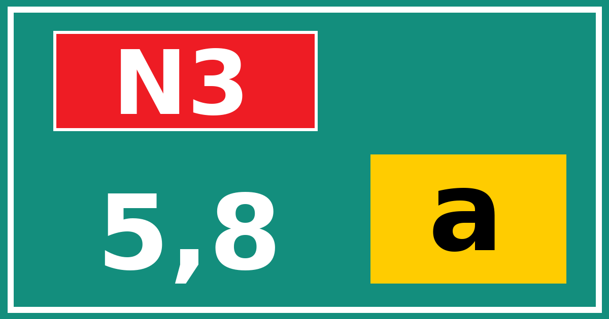 Hectometerbord N3 5,8 letter a
