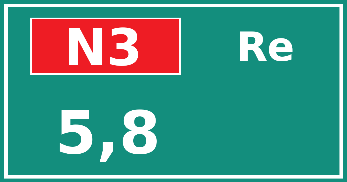 Hectometerbord N3 5,8 zijde Re