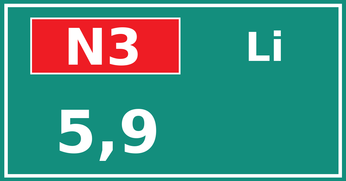Hectometerbord N3 5,9 zijde Li