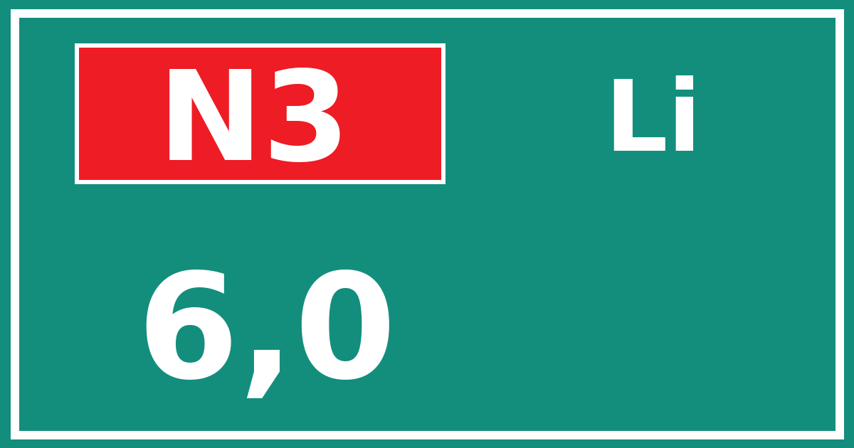 Hectometerbord N3 6,0 zijde Li