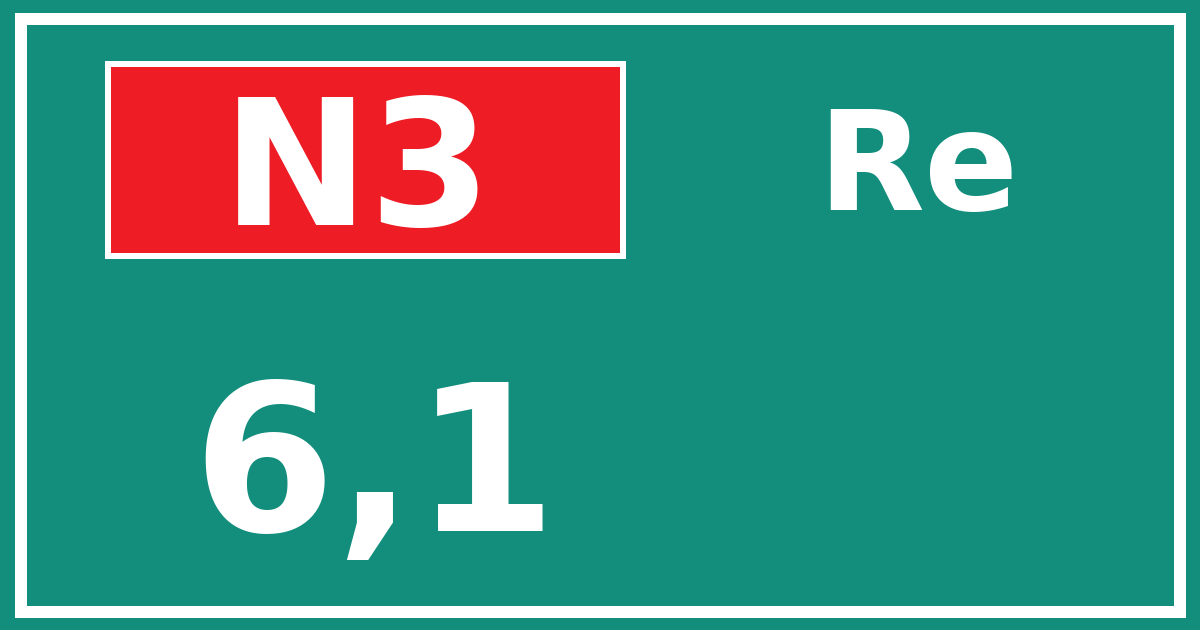 Hectometerbord N3 6,1 zijde Re