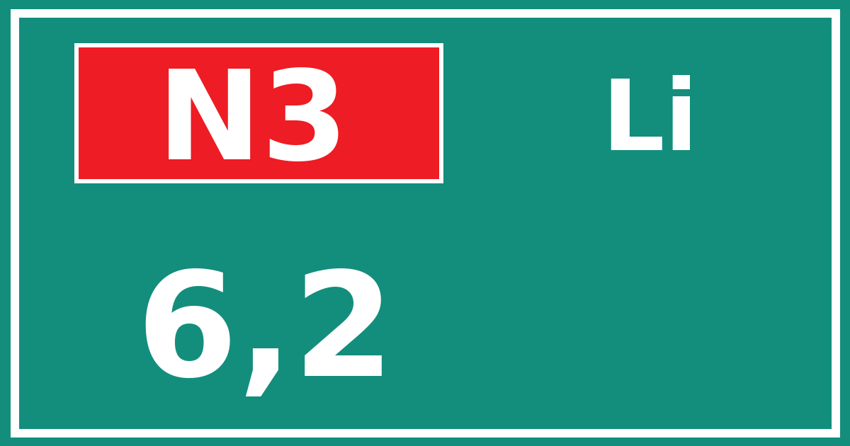 Hectometerbord N3 6,2 zijde Li
