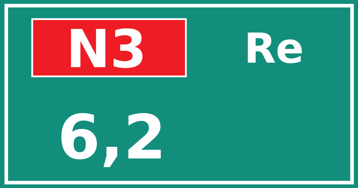 Hectometerbord N3 6,2 zijde Re
