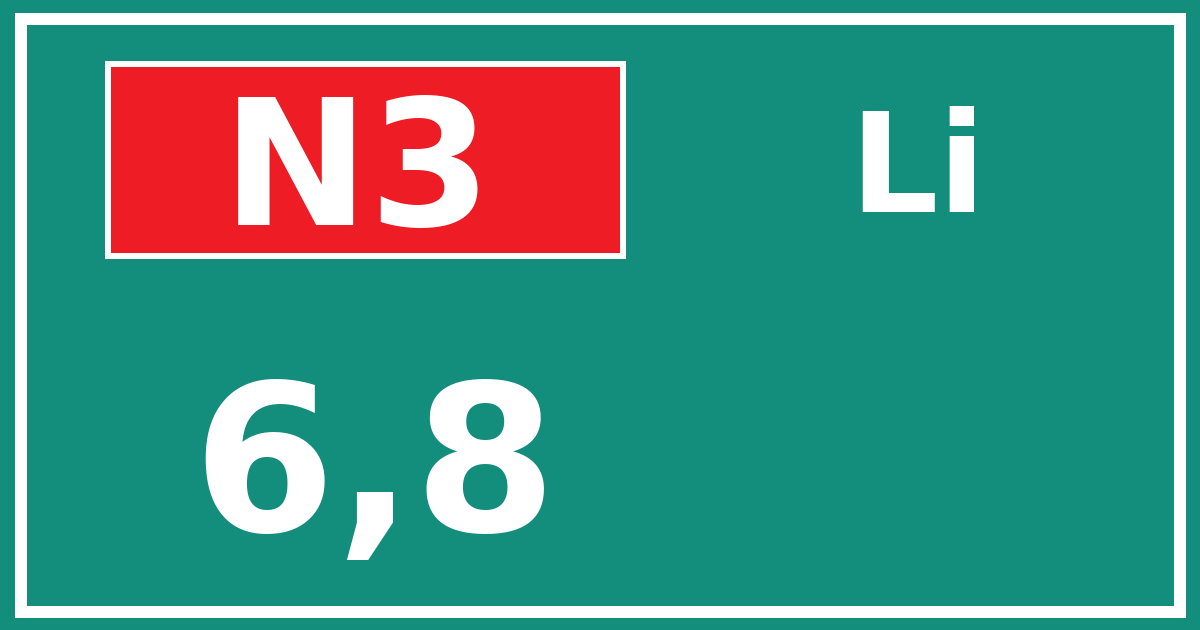 Hectometerbord N3 6,8 zijde Li