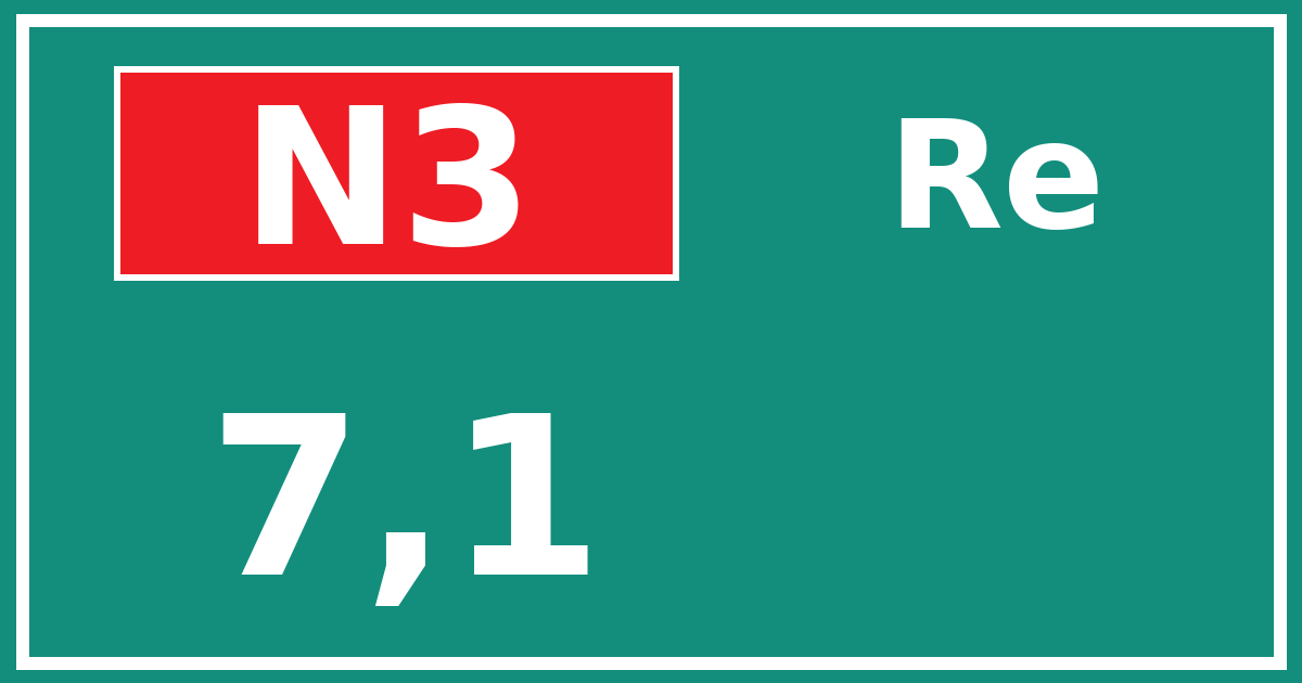 Hectometerbord N3 7,1 zijde Re