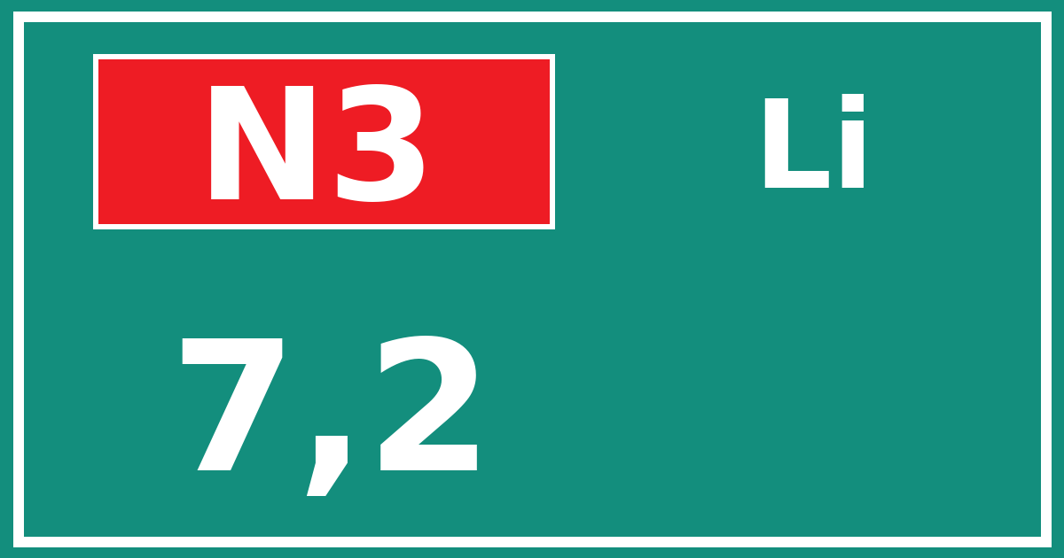 Hectometerbord N3 7,2 zijde Li