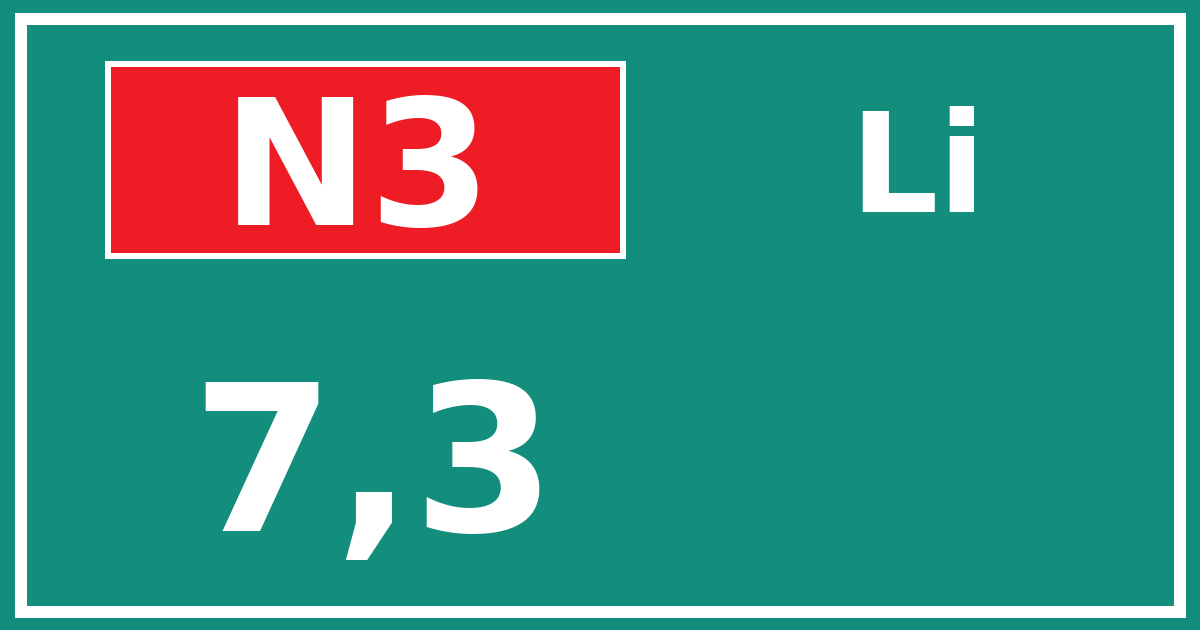 Hectometerbord N3 7,3 zijde Li