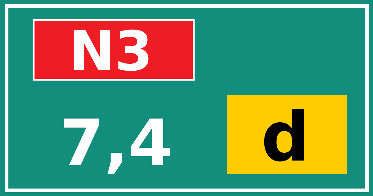 Hectometerbord N3 7,4 letter d