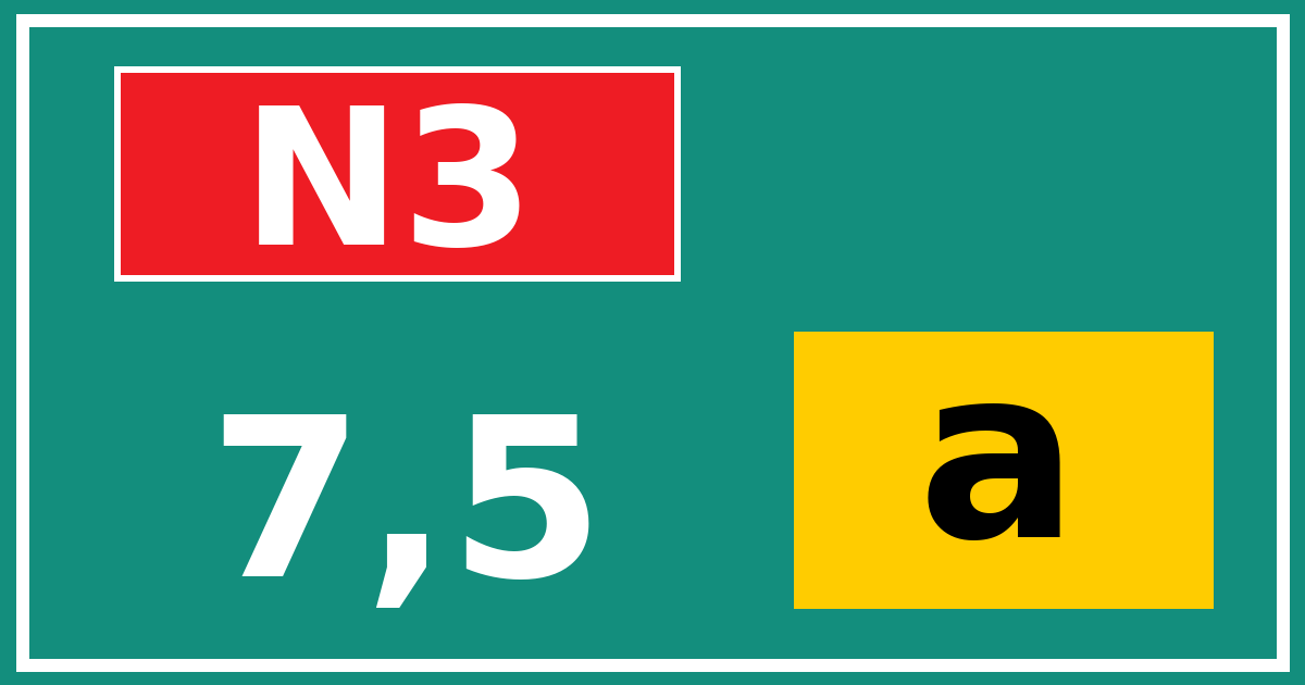 Hectometerbord N3 7,5 letter a