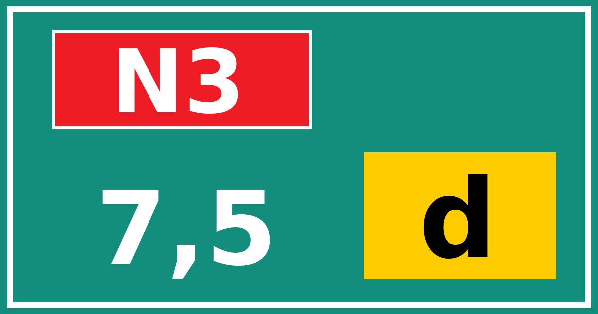 Hectometerbord N3 7,5 letter d