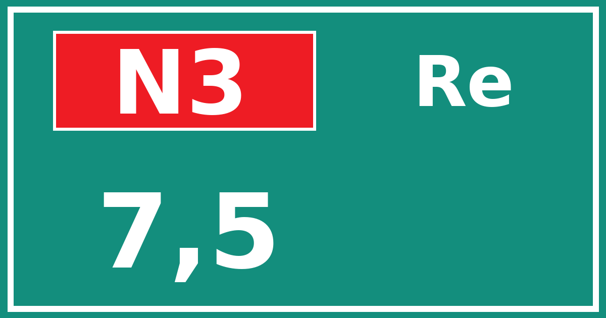 Hectometerbord N3 7,5 zijde Re
