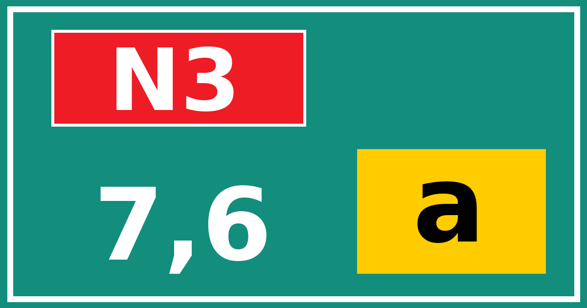 Hectometerbord N3 7,6 letter a
